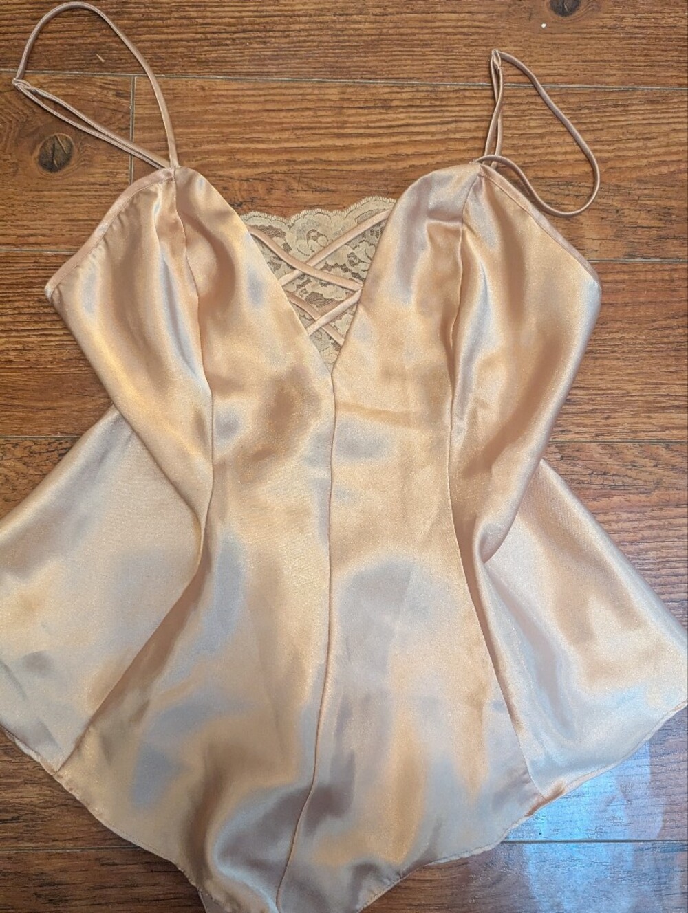 La SENZA Champagne Satin Lace-Trim Lingerie